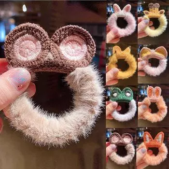 Женская модная плюшевая повязка для волос, милый вязаный галстук для волос, веревка для головы, кобура с хвостиком