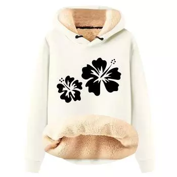 Женская модная плюшевая теплая свободная толстовка с капюшоном и принтом L бежевый