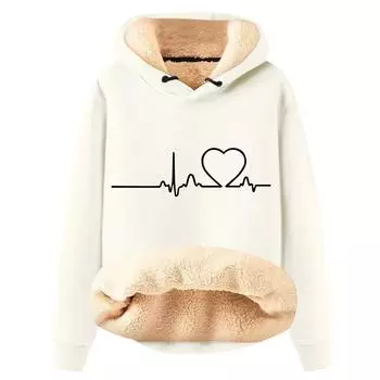 Женская модная плюшевая теплая свободная толстовка с капюшоном и принтом L бежевый