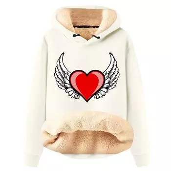 Женская модная плюшевая теплая свободная толстовка с капюшоном и принтом L бежевый