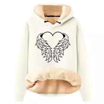 Женская модная плюшевая теплая свободная толстовка с капюшоном и принтом L бежевый