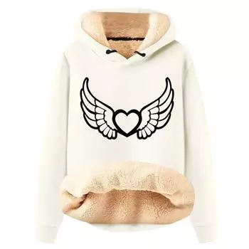 Женская модная плюшевая теплая свободная толстовка с капюшоном и принтом L бежевый