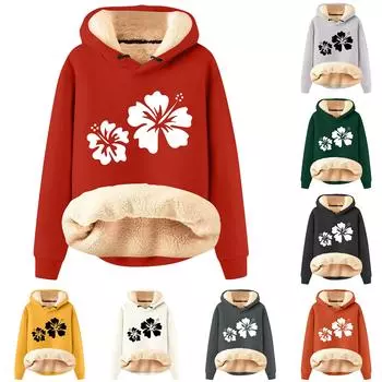 Женская модная плюшевая теплая свободная толстовка с капюшоном и принтом L бежевый