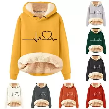 Женская модная плюшевая теплая свободная толстовка с капюшоном и принтом XL чёрный