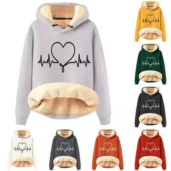 Женская модная плюшевая теплая свободная толстовка с капюшоном и принтом L бежевый