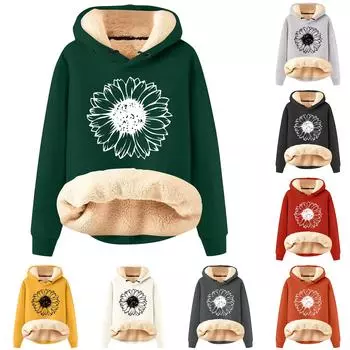 Женская модная плюшевая теплая свободная толстовка с капюшоном и принтом L бежевый