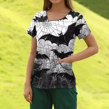 Женская модная полосатая рабочая одежда с градиентным принтом и короткими рукавами с верхом с двойными карманами M