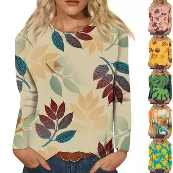 Женская модная повседневная блузка с длинным рукавом и круглым вырезом, пуловер S розовый