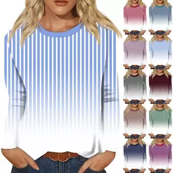 Женская модная повседневная блузка с длинным рукавом и круглым вырезом, пуловер XXXL чёрный