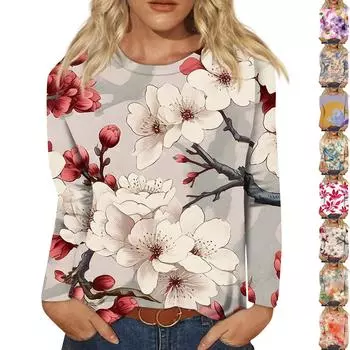 Женская модная повседневная блузка с длинным рукавом и круглым вырезом, пуловер S шафрановый