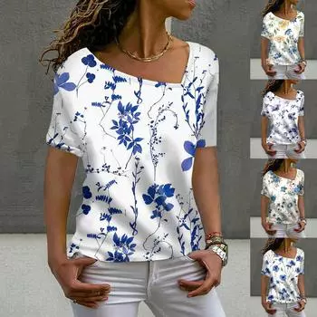 Женская модная повседневная блузка с длинным рукавом и длинным рукавом с принтом M хаки