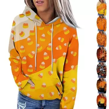 Женская модная повседневная блузка с круглым вырезом и коротким рукавом с принтом S оранжевый