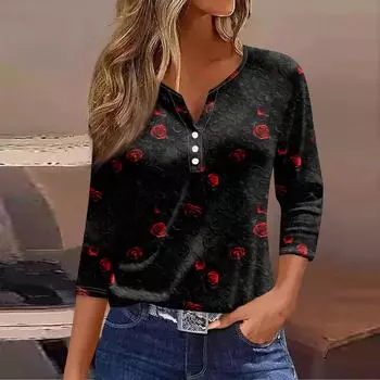 Женская модная повседневная блузка с рукавом три четверти и принтом букв на Хэллоуин L чёрный