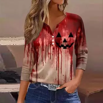 Женская модная повседневная блузка с рукавом три четверти и принтом букв на Хэллоуин S чёрный