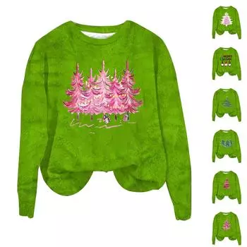 Женская модная повседневная фланелевая толстовка с длинным рукавом и рождественским принтом XXL винный