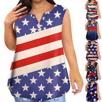 Женская модная повседневная футболка без рукавов большого размера с v-образным вырезом и принтом, топ L чёрный