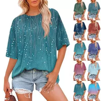 Женская модная повседневная футболка с цветочным принтом, свободная, с круглым вырезом и коротким рукавом XXL розовый