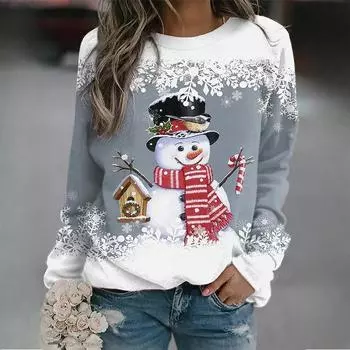 Женская модная повседневная футболка с длинным рукавом и круглым вырезом и топ S темно-синий