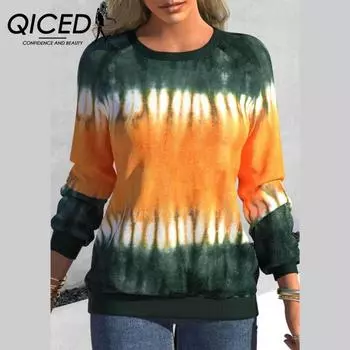 Женская модная повседневная футболка с длинным рукавом и круглым вырезом и топ S синий