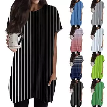 Женская модная повседневная футболка с коротким рукавом и круглым вырезом с принтом и двумя карманами L армия зеленый