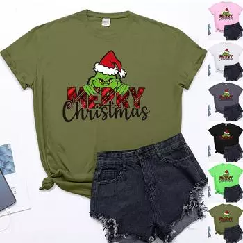 Женская модная повседневная футболка с круглым вырезом и коротким рукавом с забавным принтом L