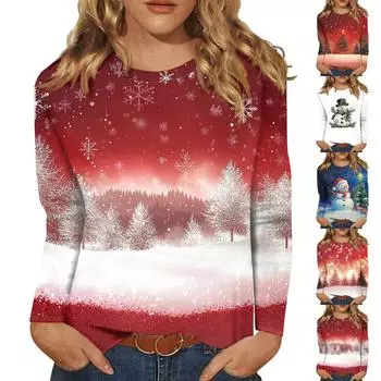 Женская модная повседневная футболка с круглым вырезом и длинным рукавом с принтом, топ L армия зеленый