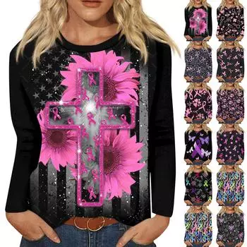 Женская модная повседневная футболка с круглым вырезом и длинным рукавом в стиле ретро, топ XL