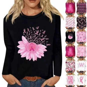 Женская модная повседневная футболка с круглым вырезом и длинным рукавом в стиле ретро, топ L