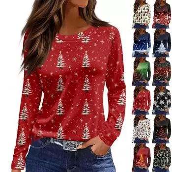 Женская модная повседневная футболка с круглым вырезом и разрезом по низу, длинный рукав, свободный принт S чёрный