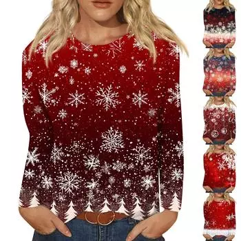 Женская модная повседневная футболка с круглым вырезом и длинными рукавами с принтом Love Print Top XXXL