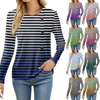 Женская модная повседневная футболка с круглым вырезом и длинным рукавом с принтом, женская футболка L армия зеленый