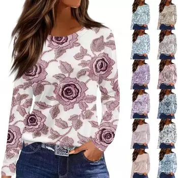 Женская модная повседневная футболка с круглым вырезом и принтом ко Дню святого Валентина L синий