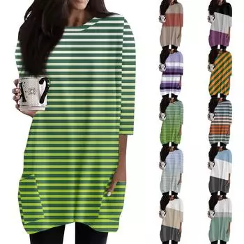 Женская модная повседневная футболка с круглым вырезом и принтом, рукавом 3/4, двойным карманом XXL верблюд