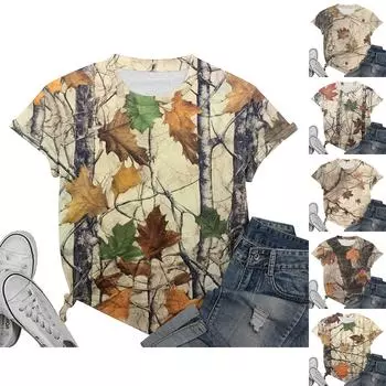 Женская модная повседневная футболка с круглым вырезом и коротким рукавом с забавным принтом L коричневый