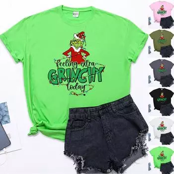 Женская модная повседневная футболка с круглым вырезом и коротким рукавом с забавным принтом M