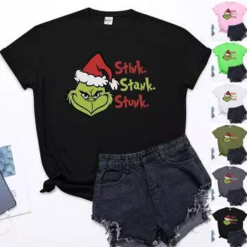 Женская модная повседневная футболка с круглым вырезом и коротким рукавом с забавным принтом L чёрный