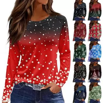 Женская модная повседневная футболка с круглым вырезом и разрезом по низу, длинный рукав, свободный принт XL