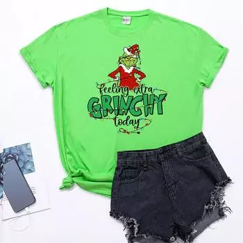 Женская модная повседневная футболка с круглым вырезом и коротким рукавом с забавным принтом M