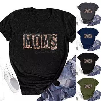 Женская модная повседневная футболка с круглым вырезом и короткими рукавами, посвященная Дню матери, мамам L армия зеленый