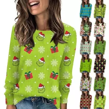 Женская модная повседневная футболка с круглым вырезом и рукавом три четверти с принтом, топ L армия зеленый