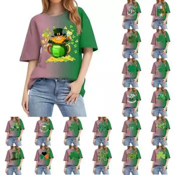 Женская модная повседневная футболка с круглым вырезом и коротким рукавом с принтом, топ M золотой