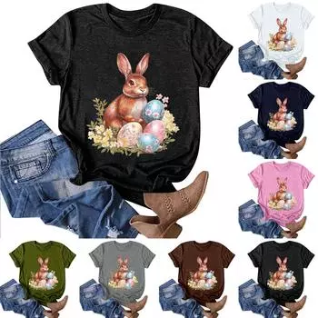 Женская модная повседневная футболка с круглым вырезом и принтом, пуловер с короткими рукавами, топ L армия зеленый