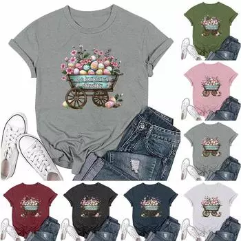 Женская модная повседневная футболка с круглым вырезом и короткими рукавами XXL тёмно-синий