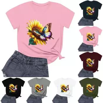 Женская модная повседневная футболка с круглым вырезом и короткими рукавами XL розовый