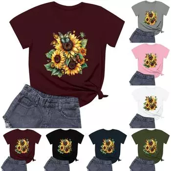 Женская модная повседневная футболка с круглым вырезом и короткими рукавами XXL