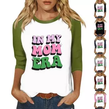 Женская модная повседневная футболка с круглым вырезом, рукавами семь, на пуговицах с принтом XXL чёрный