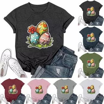 Женская модная повседневная футболка с круглым вырезом и короткими рукавами L чёрный