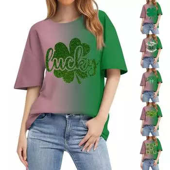 Женская модная повседневная футболка с круглым вырезом и коротким рукавом с принтом, топ L белый