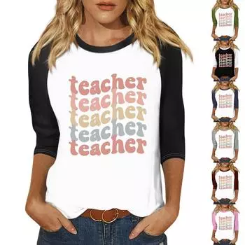 Женская модная повседневная футболка с круглым вырезом, рукавами семь, на пуговицах с принтом S чёрный