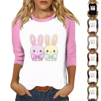 Женская модная повседневная футболка с круглым вырезом, рукавами семь, на пуговицах с принтом XXL винный